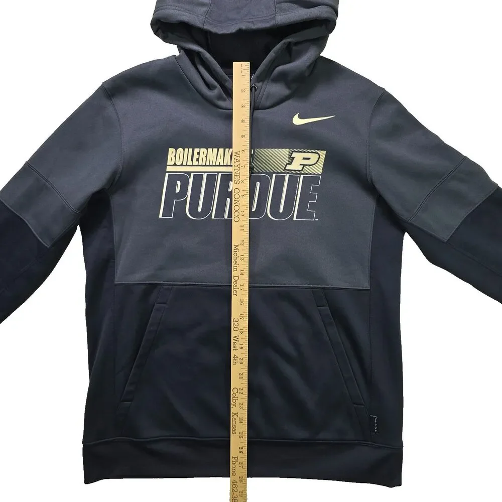 Purdue Boilermakers Hoodie Men's L Gray Black Nike On Field Sweatshirt NCAA